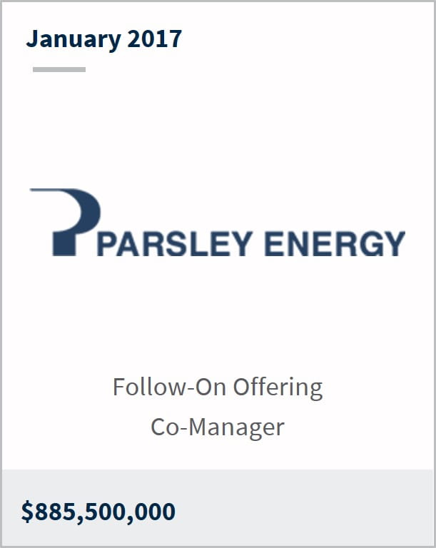 January 2017 Parsley Energy Inc. $885,500,000 follow-on offering co-manager