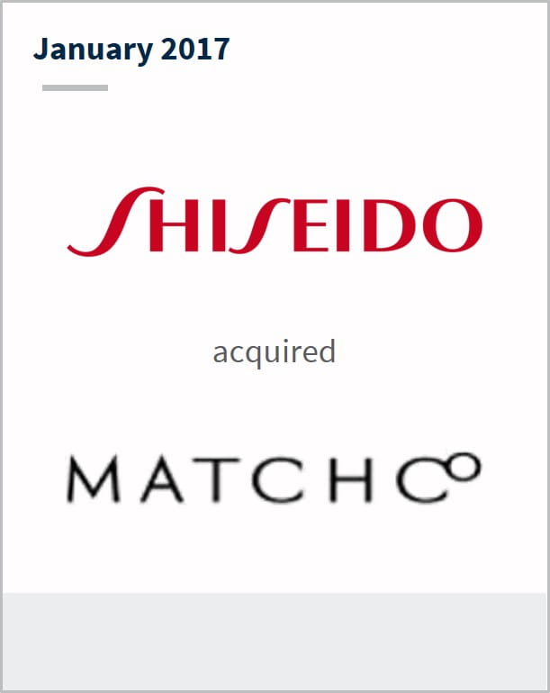 January 2017 Shiseido acquired MATCHCo
