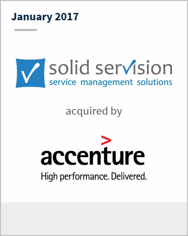 January 2017 Solid Servision has been acquired by Accenture