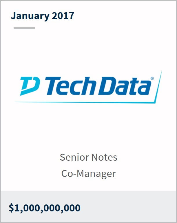 January 2017 TechData $1,000,000,000 senior notes co-manager