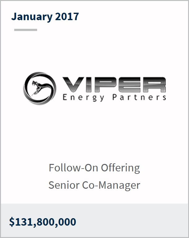 January 2017 Viper Energy Partners LP $131,800,000 follow-on offering senior co-manager