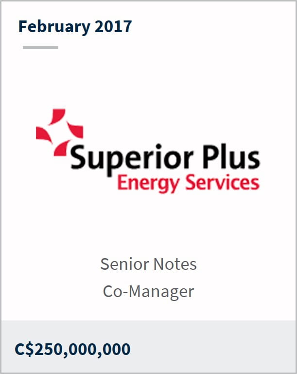 February 2017 Superior Plus Corporation C$250,000,000 senior notes co-manager