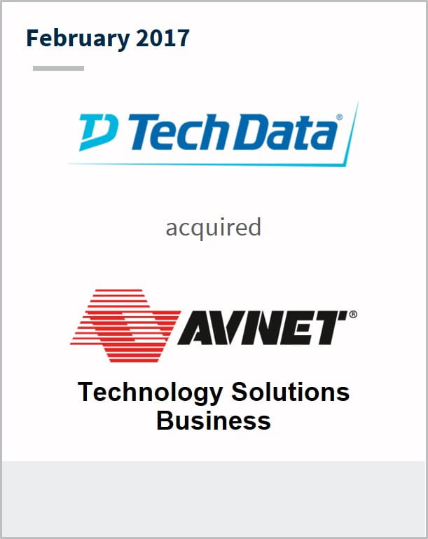 February 2017 TechData has acquired Avnet Technology Solutions Business