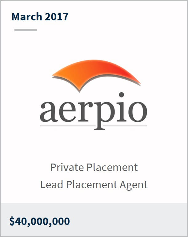 March 2017 Aerpio Pharmaceuticals Inc. $40,000,000 private placement lead placement agent