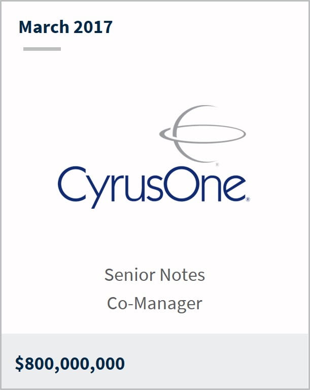 March 2017 CyrusOne $800,000,000 senior notes co-manager