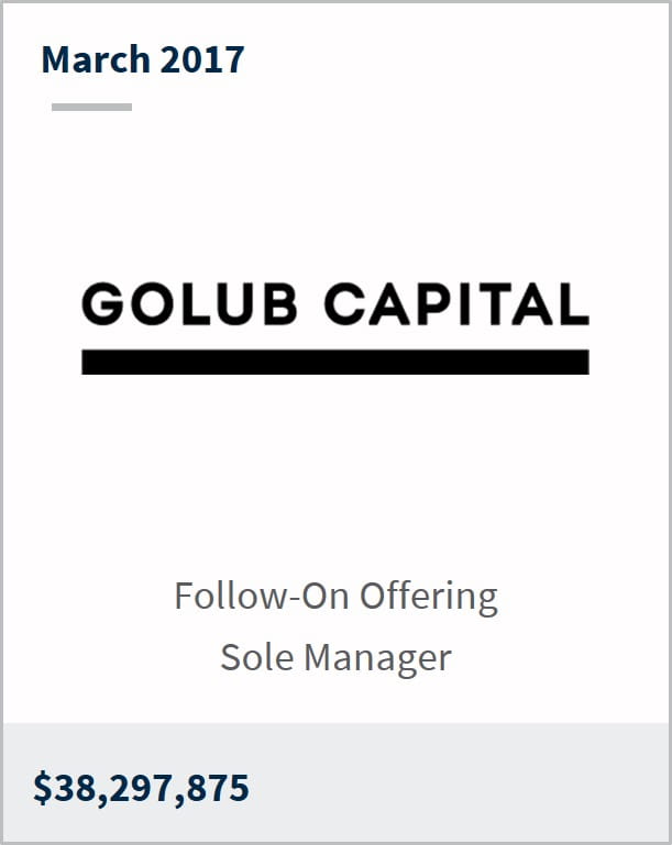 March 2017 Golub Capital BDC Inc. $38,297,875 follow-on offering sole manager