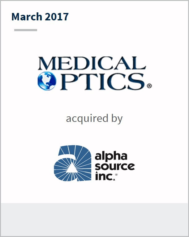 March 2017 Medical Optics has been acquired by Alpha Source Inc.