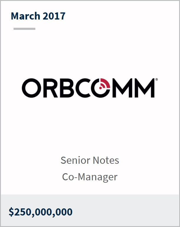 March 2017 Orbcomm $250,000,000 senior notes co-manager
