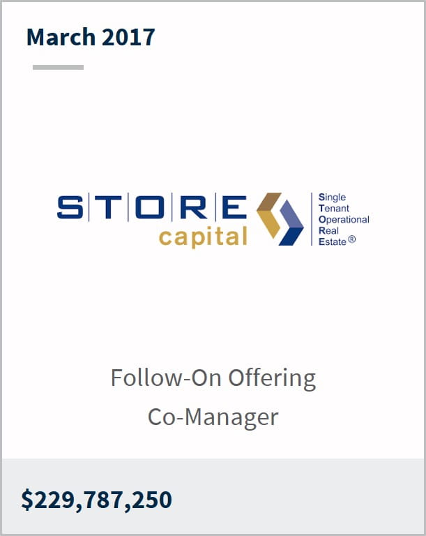 March 2017 STORE Capital Corporation $229,787,250 follow-on offering co-manager