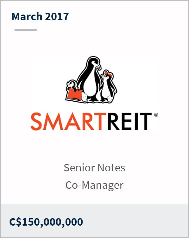 March 2017 Smart REIT C$150,000,000 senior notes co-manager