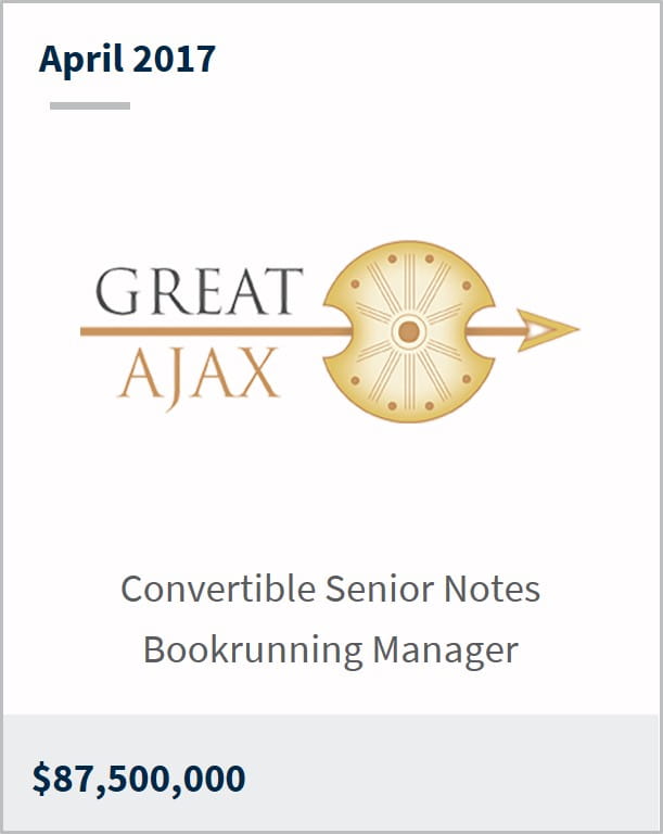 April 2017 Great Ajax Corp. $87,500,000 convertible senior notes bookrunning manager