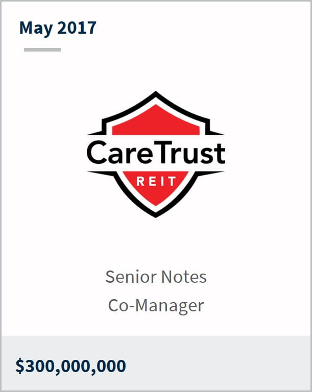 May 2017 Caretrust REIT $300,000,000 Senior Notes Co-Manager