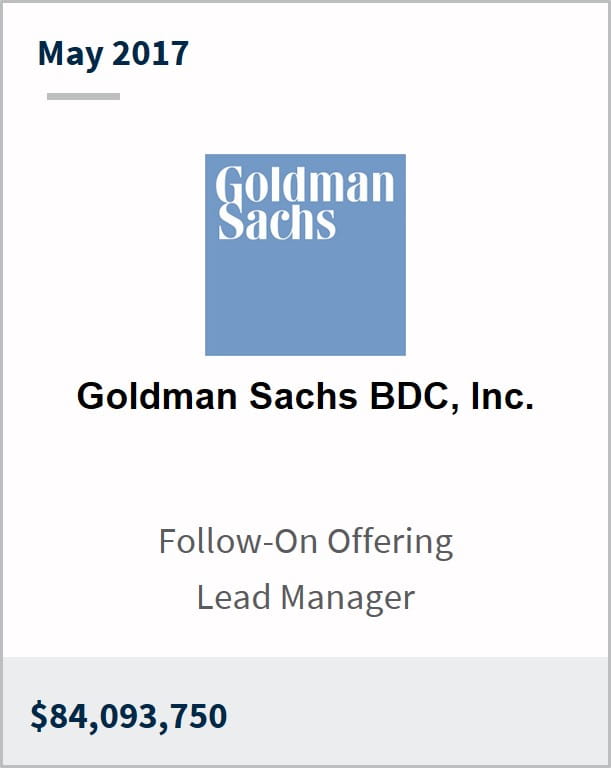 May 2017 Goldman Sachs $84,093,750 follow-on offering lead manager