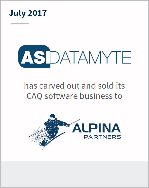 July 2017 ASI DATAMYTE has carved out and sold its CAQ software business to Alpina Partners