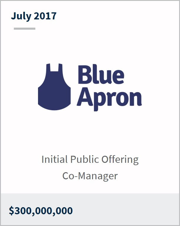 July 2017 Blue Apron $300,000,000 initial public offering co-manager