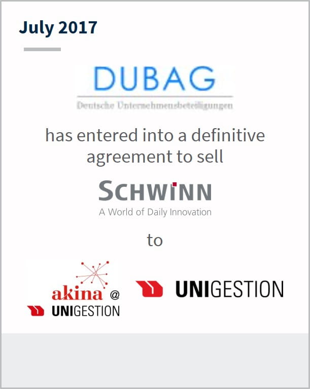 July 2017 Dubag has entered into a definitive agreement to sell Schwinn to multiple companies