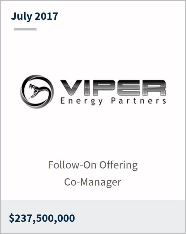 July 2017 Viper Energy Partners LP $237,500,000 follow-on offering co-manager