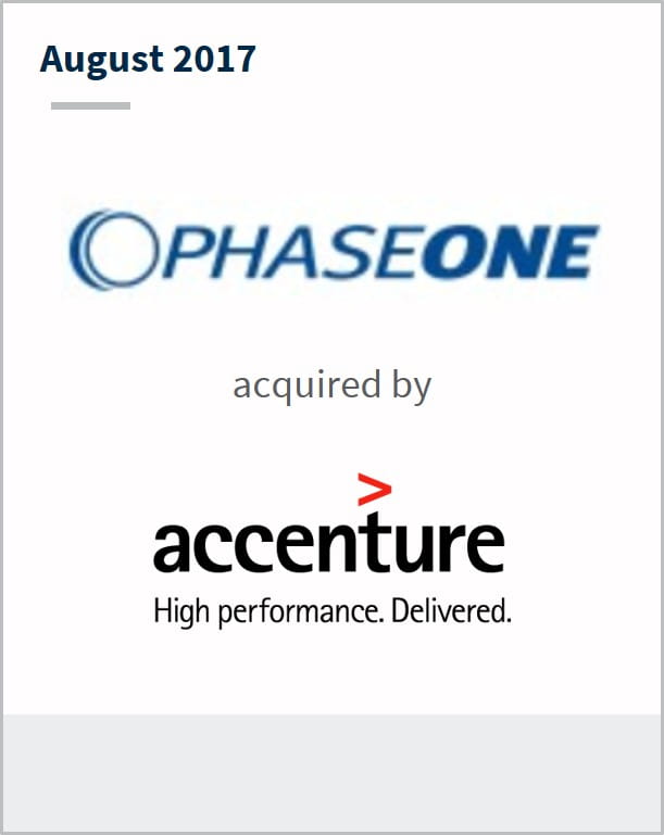 August 2017 Phase One has been acquired by Accenture