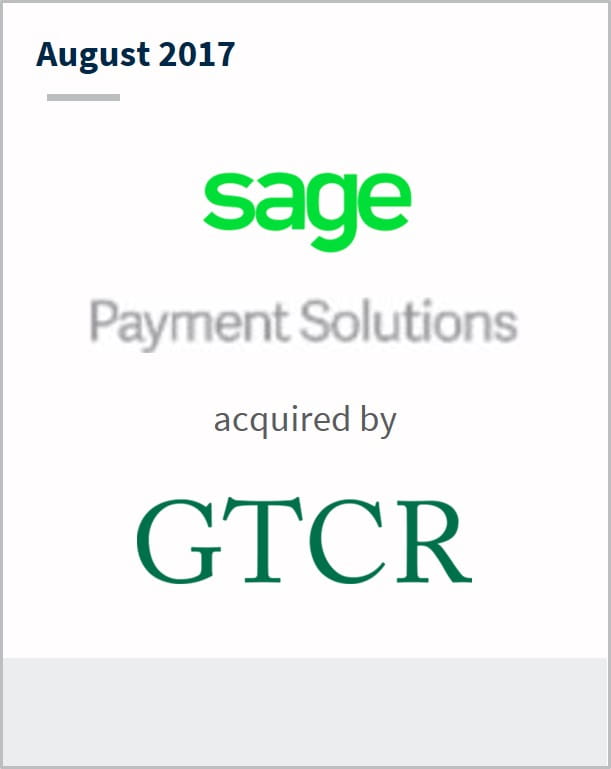 August 2017 Sage Payment Solutions has been acquired by GTCR
