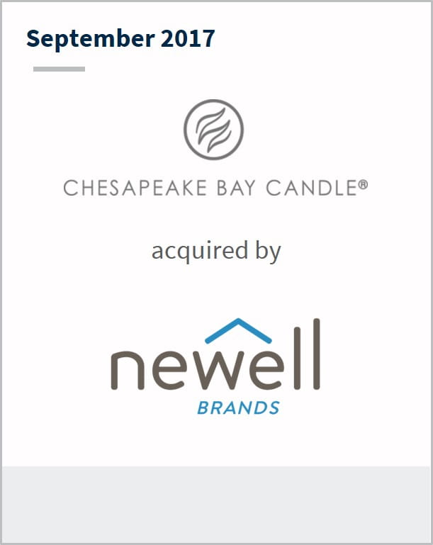 September 2017 Chesapeake Bay Candle has been acquired by Newell Brands