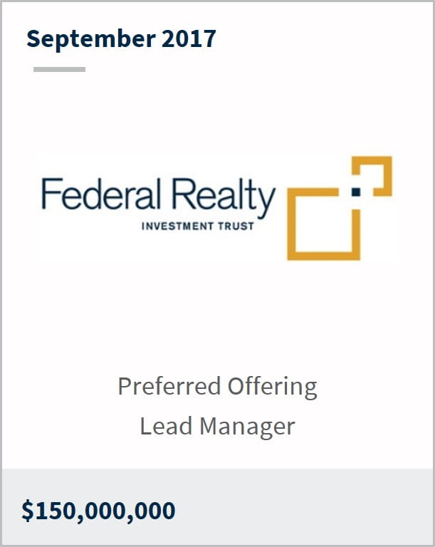 September 2017 Federal Reality $150,000,000 preferred offering lead manager