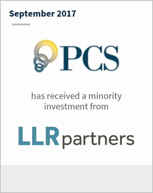 September 2017 Professional Capital Services has received a minority investment from LLR Partners