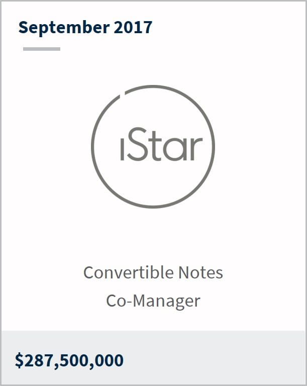 September 2017 iStar Inc. $287,500,000 convertible notes co-manager