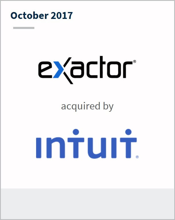 October 2017 Exactor has been acquired by Intuit