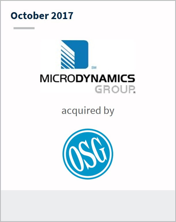October 2017 Microdynamics Group has been acquired by OSG