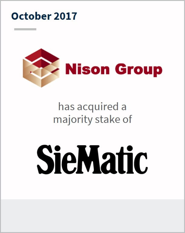 October 2017 Nison Group has acquired a majority stake of SieMatic
