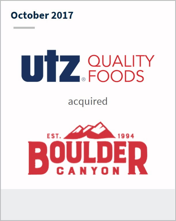 October 2017 Utz Quality Foods acquired Boulder Canyon