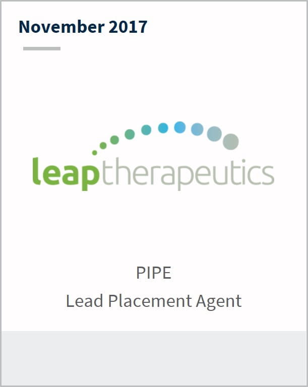November 2017 Leap Therapeutics PIPE lead placement agent