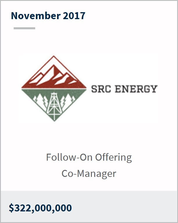 November 2017 SRC Energy $322,000,000 follow-on offering co-manager