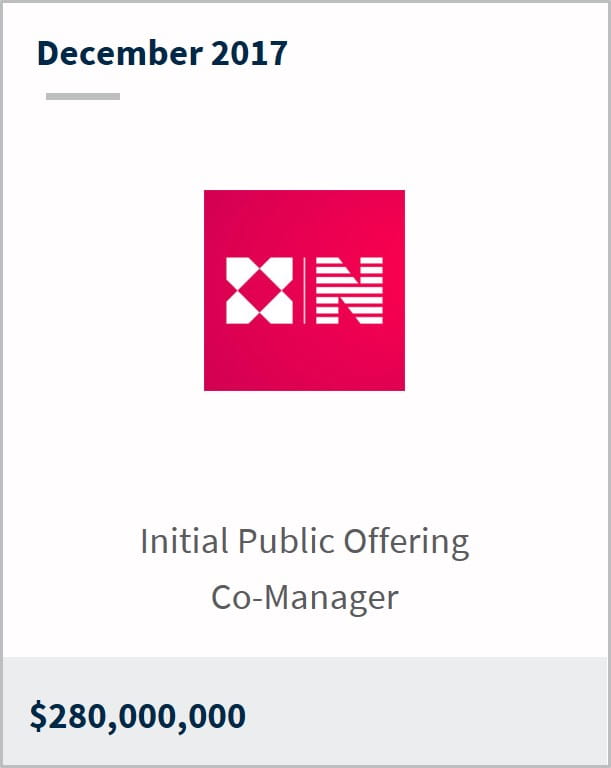 December 2017 Newmark Group Inc. $280,000,000 initial public offering co-manager
