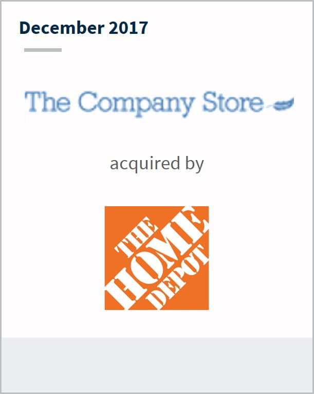 December 2017 The Company Store acquired by The Home Depot