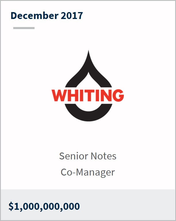December 2017 Whiting $1,000,000,000 senior notes co-manager