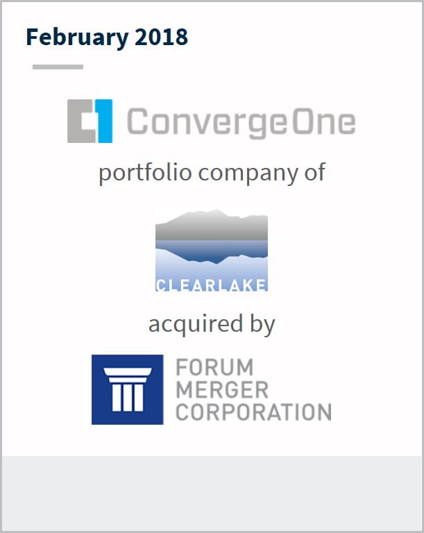February 2018 ConvergeOne has been acquired by Forum Merger Corporation