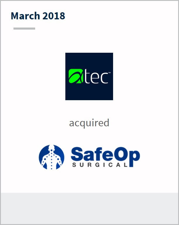 March 2018 Alphatec Spine has acquired SafeOp Surgical
