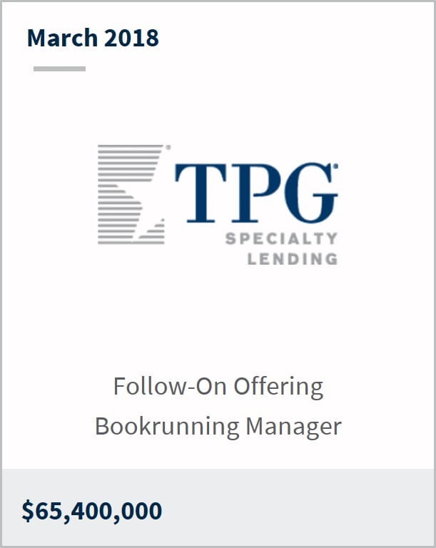March 2018 TPG Specialty Lending Inc. $65,400,000 follow-on offering bookrunning manager