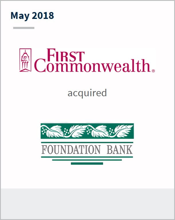 May 2018 First Commonwealth Financial Corporation has acquired Foundation Bank