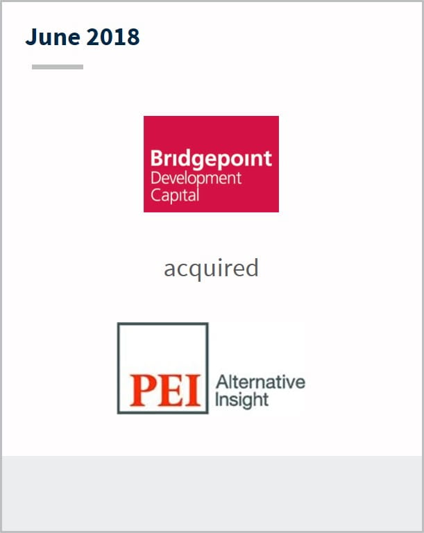 June 2018 Bridgepoint Development Capital has acquired PEI