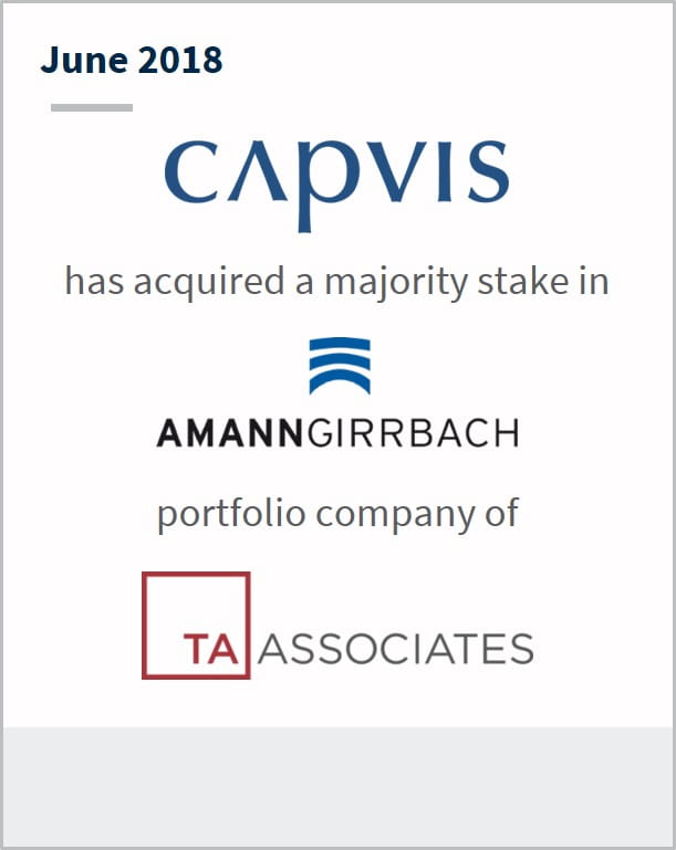 June 2018 Capvis has acquired a majority stake in Amanngirrbach a portfolio company of TA Associates