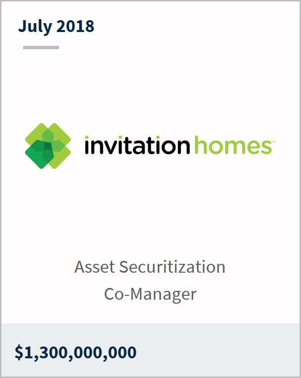 July 2018 Invitation Homes $1,300,000,000 asset securitization co-manager
