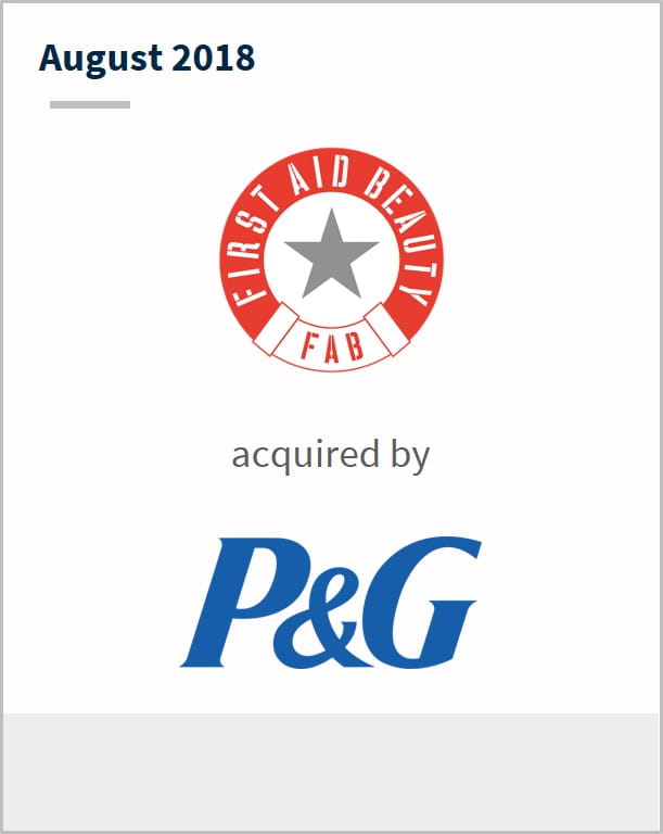 August 2018 First Aid Beauty acquired by P&G
