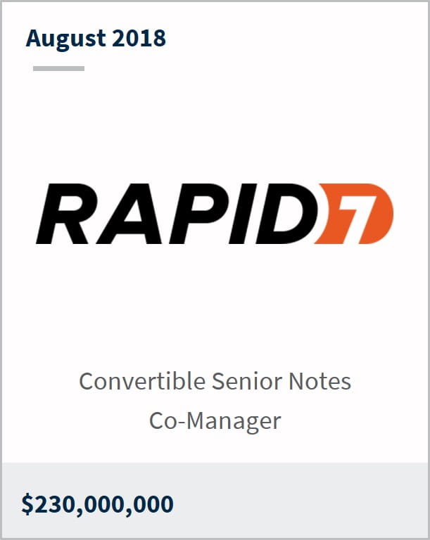 August 2018 Rapid7 $230,000,000 convertible senior notes co-manager