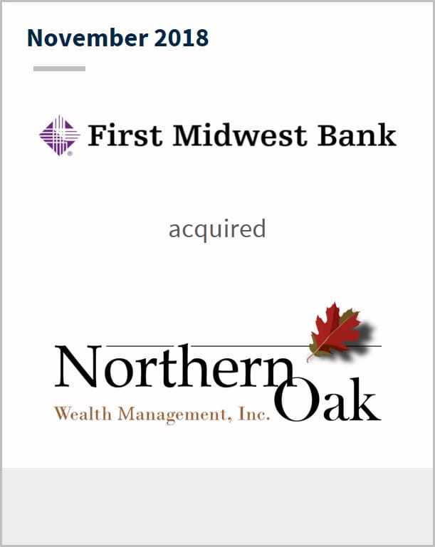November 2018 First Midwest Bank has acquired Northern Oak