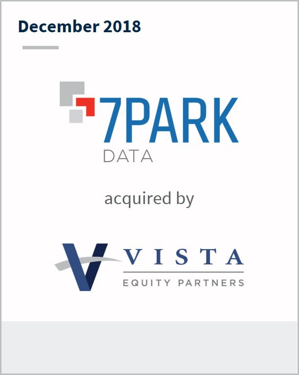 December 2018 7Park Data has been acquired by Vista Equity Partners