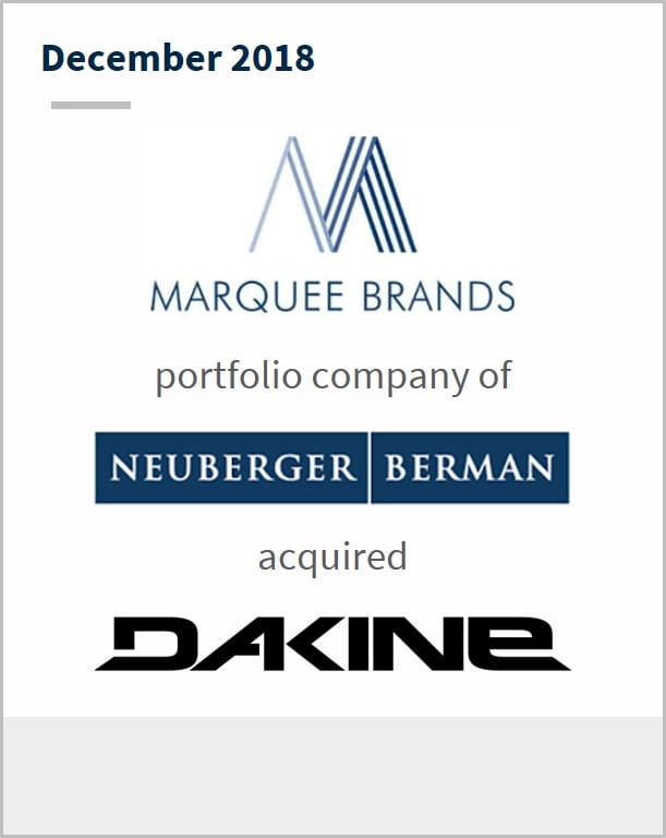 December 2018 Marquee Brands portfolio company of Neuberger Berman acquired Dakine