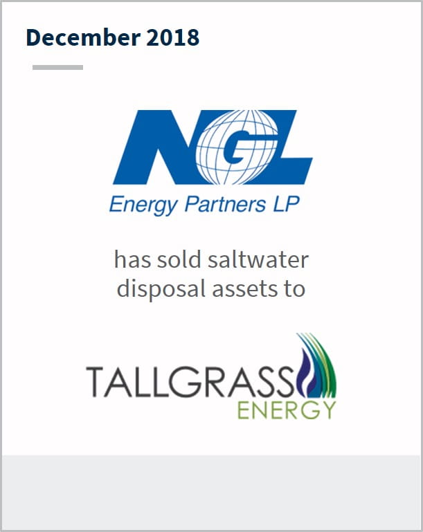 December 2018 NGL Energy Partners has sold saltwater disposal assets to Tallgrass Energy