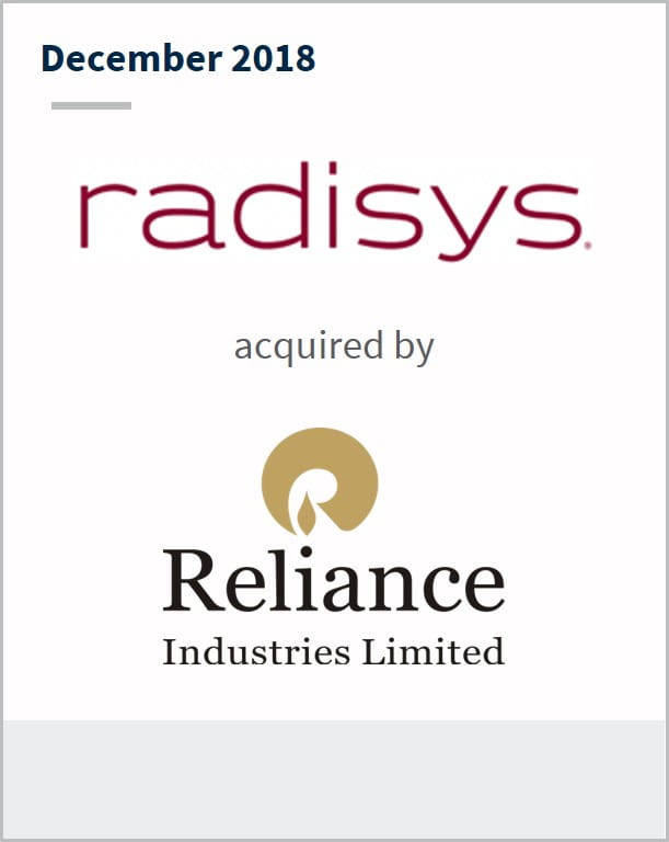 December 2018 Radisys has been acquired by Reliance Industries Limited